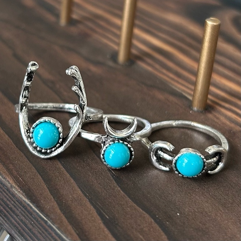 Boho Turquoise Ring Set - Picture 9 of 13